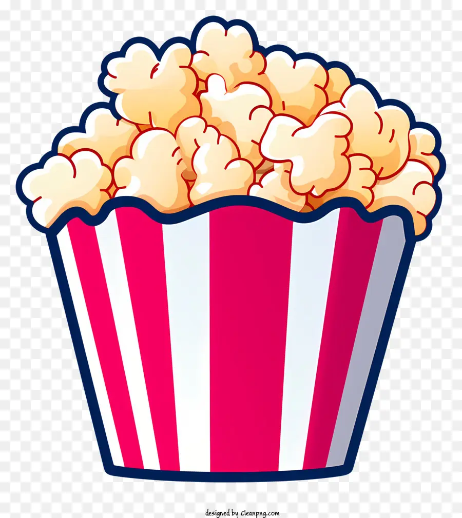 Popcorn - Coppa a strisce rossa e bianca riempita di popcorn