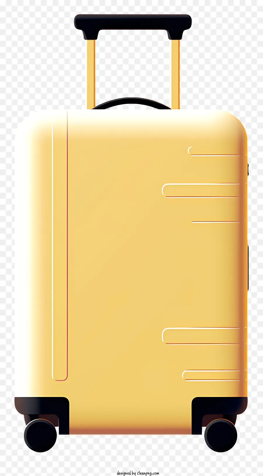 vali du lịch - Mô tả: Vali màu vàng với tay cầm màu đen và bánh xe bạc