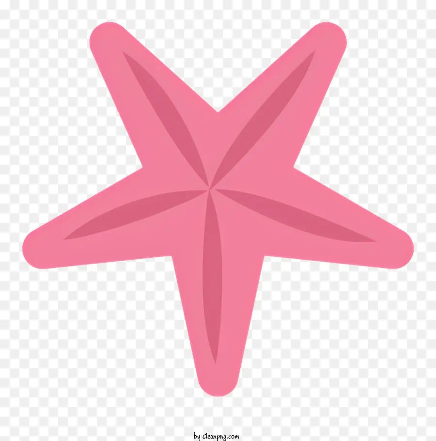 pink starfish five arms curved arms brown circle black dot