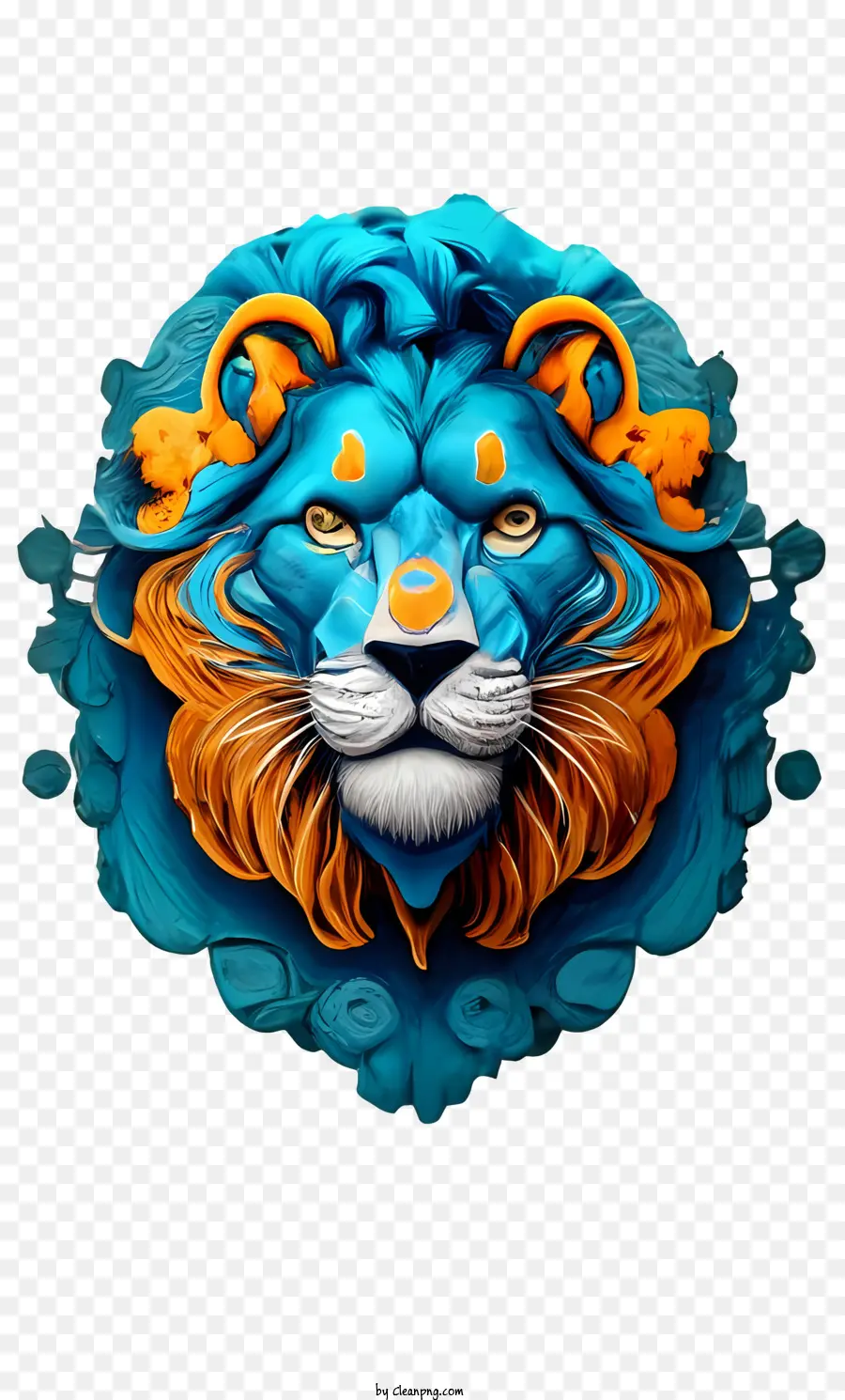 Blaues 3d Lion Lion Tier Wildlife Face - 