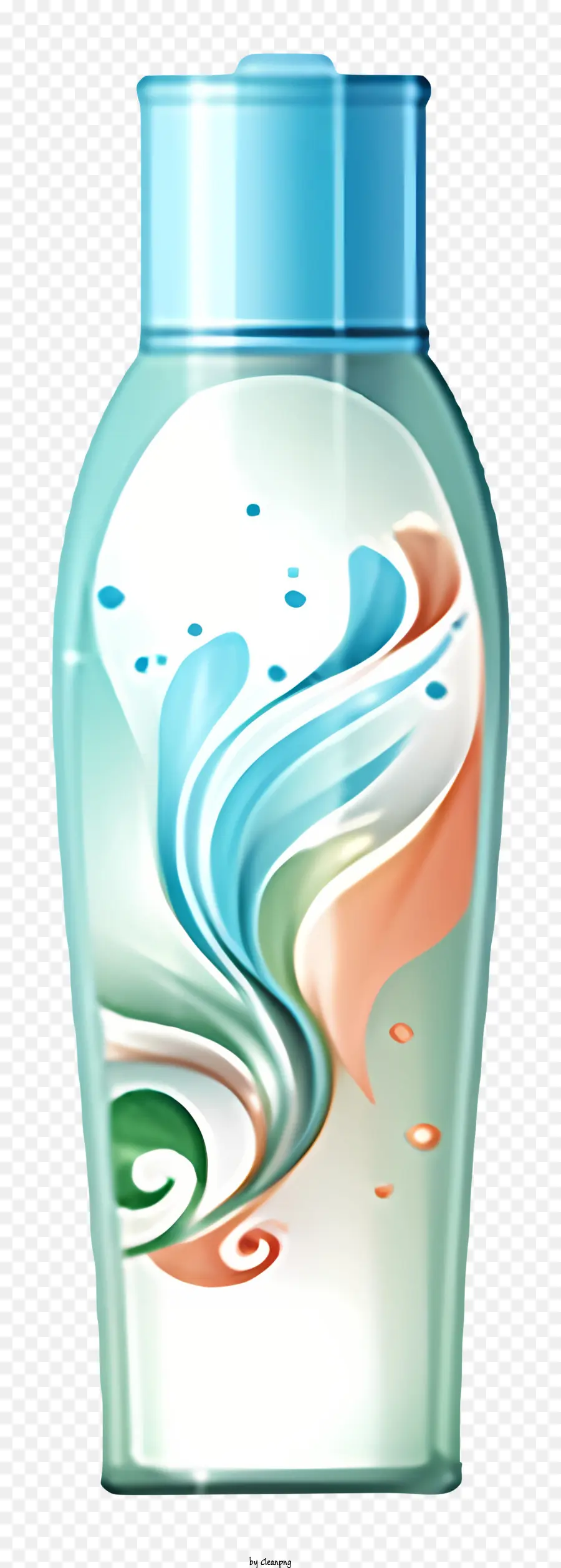 Bottiglia blu in vetro acquerello Design sfumature di tonalità blu di sfumature viola di verde - Bottiglia di vetro blu con design ad acquerello vorticoso