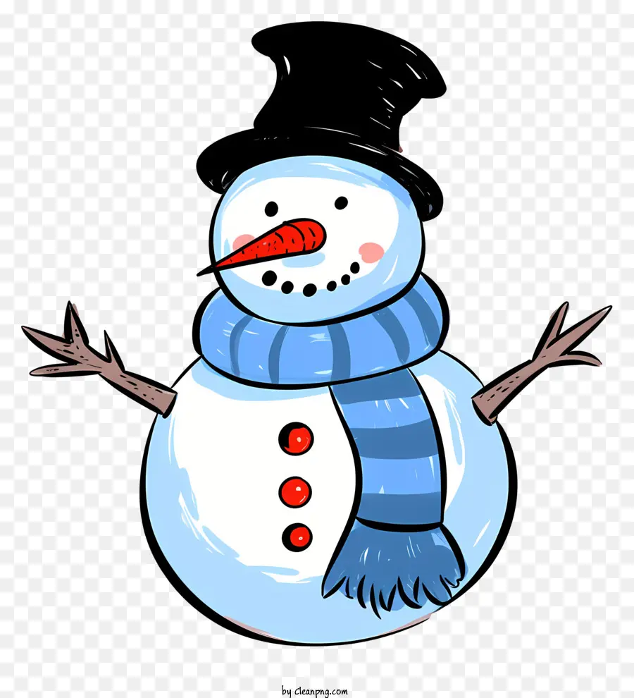 Cappello a cilindro - Happy Snowman che indossa la sciarpa blu e il cappello a cilindro