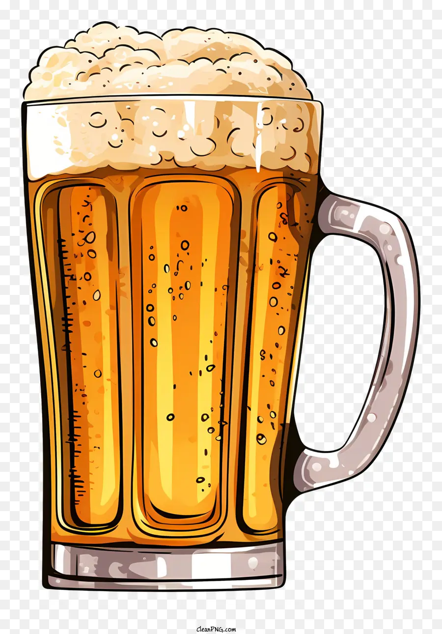 Bierbecher schaumiges Bierschaumbier kleiner Blasenglasgriff - Schaumiges Bier in transparenter Glasbecher mit Griff