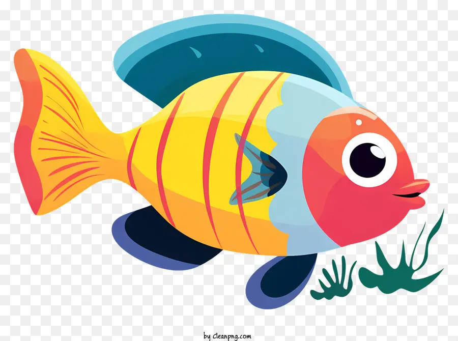 Bunte Fisch exotischer Fisch Happy Fish Schwimmfisch Orange Fisch - Farbenfroher Fisch mit breitem Lächeln schwimmen spielerisch