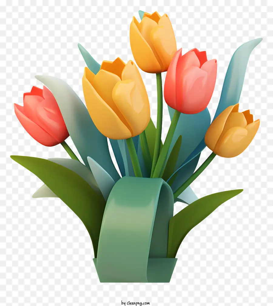trái cam - Hoa tulip đầy màu sắc được sắp xếp trong một vòng tròn bình hoa