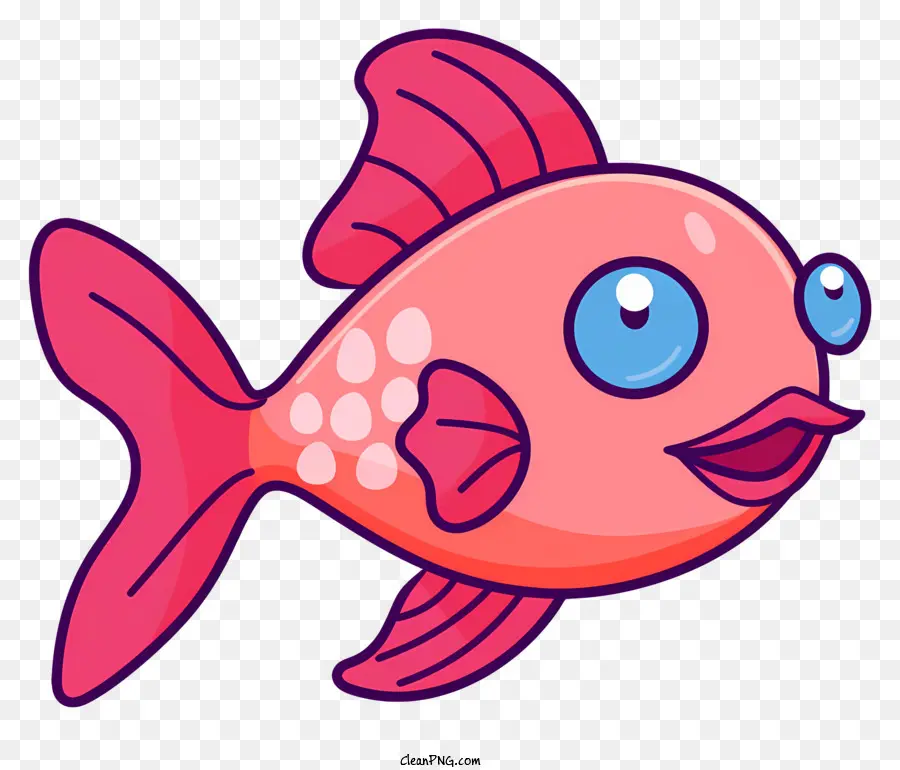 Wasser hintergrund - Cartoon rosa Fisch mit großem Lächeln auf Wasser schweben