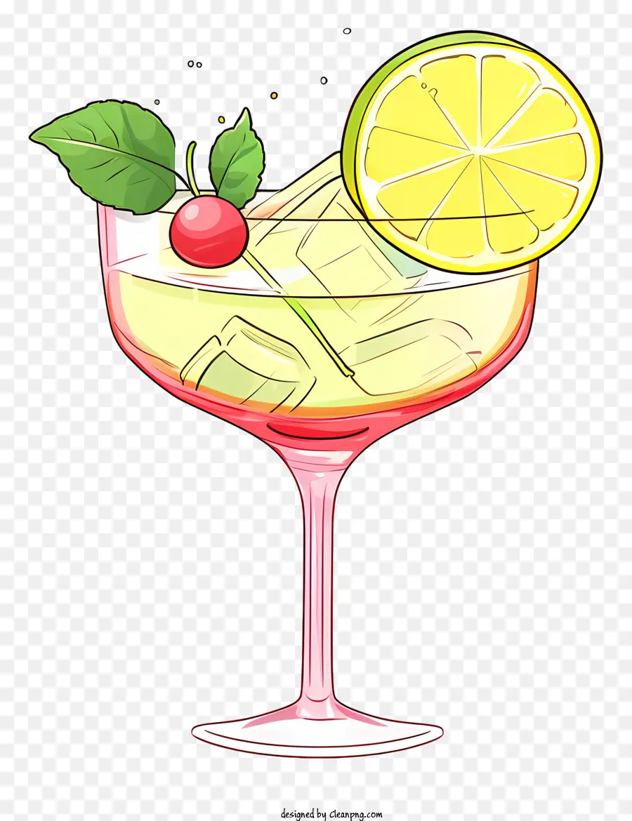 Margarita - Cocktail màu hồng/đỏ với nước đá và trang trí