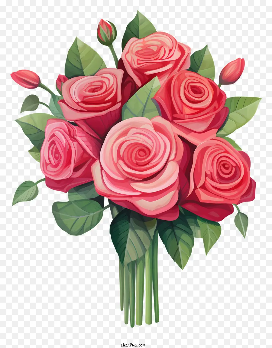 rosa Rosen - Realistischer Strauß rosa Rosen in einer Vase