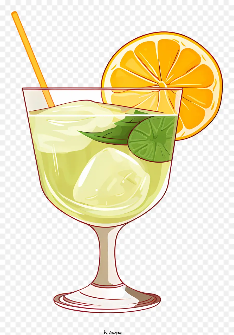 weißen hintergrund - Transparentes Glas mit grünem Getränk, Limette und Orange