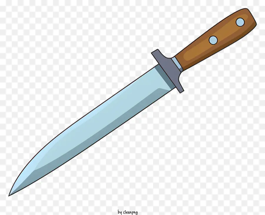 Messer Holzgriff scharfe Klinge in der Nähe der langen Klinge - Nahaufnahme des scharfen Messers mit Holzgriff