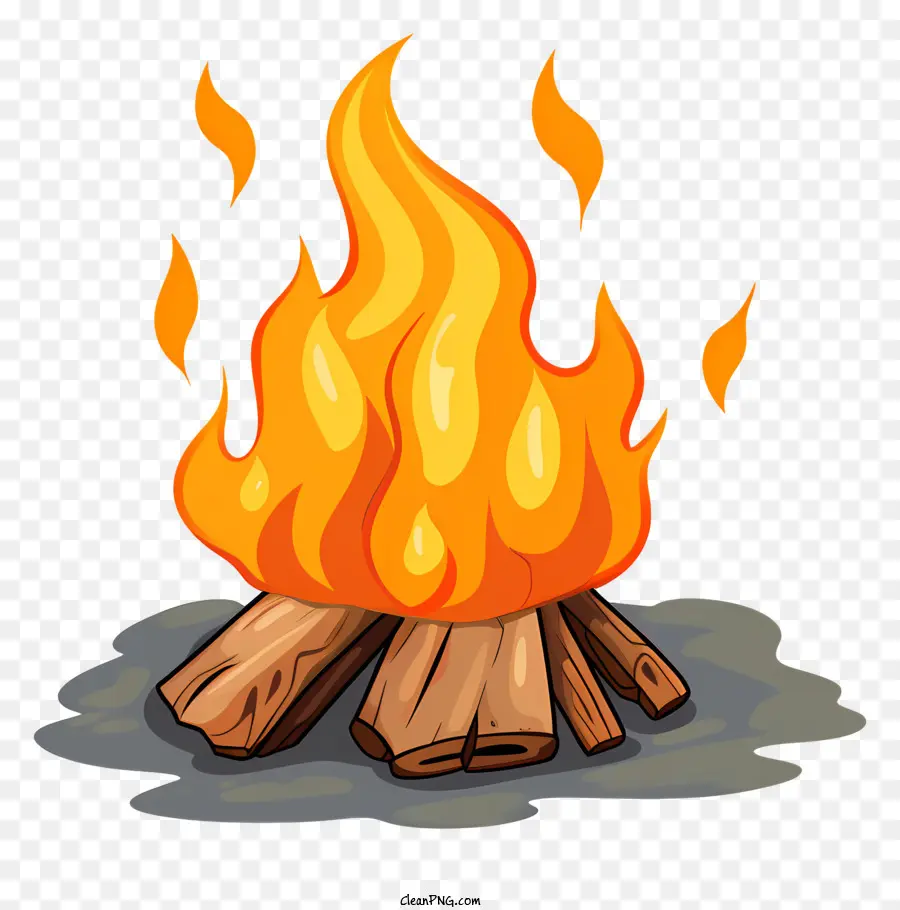 Lagerfeuer brennende Baumstämme Glut Field Fire Pit - Gut beleuchtete, hohe Flammen in einer kleinen Grube