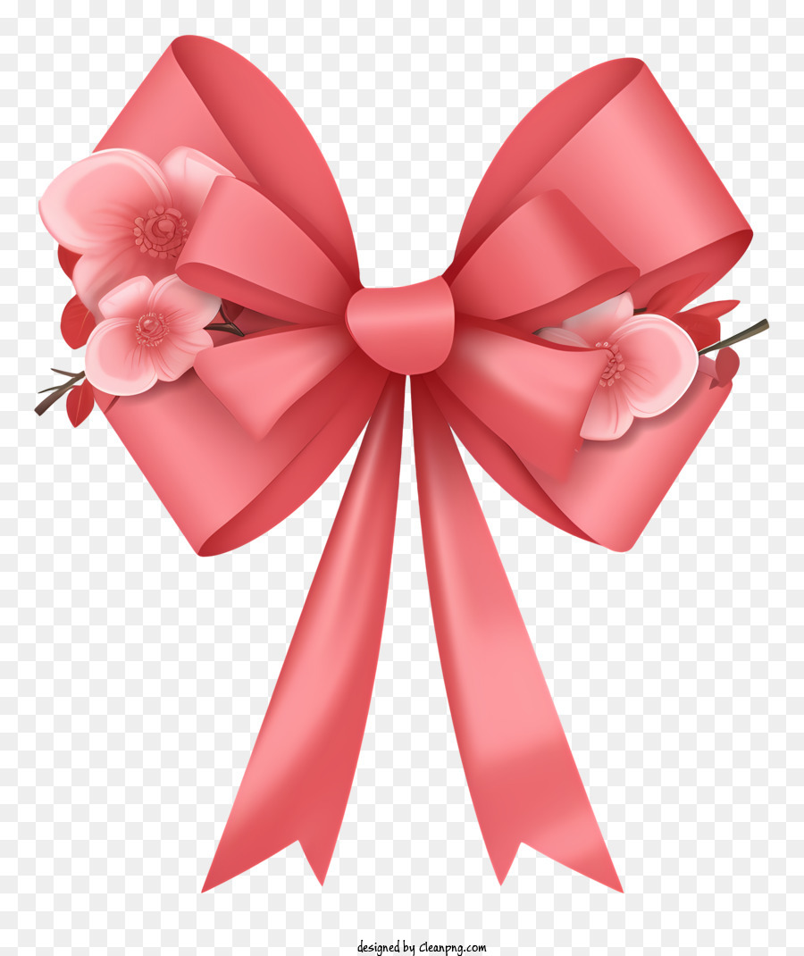 Close-up pink bow with rose and petals png download - 2844*3284