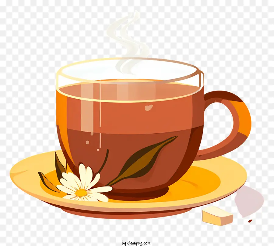 fiore bianco - Tazza di tè a vapore con piattino