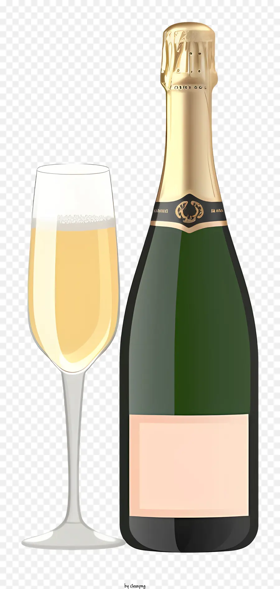 Weinglas - Champagnerflasche und Weinglas auf Schwarz