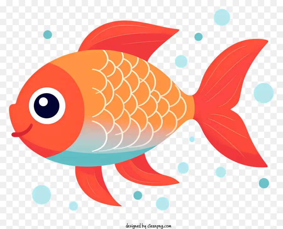 orange fish dome-headed fish blue dots dark blue sea waves
