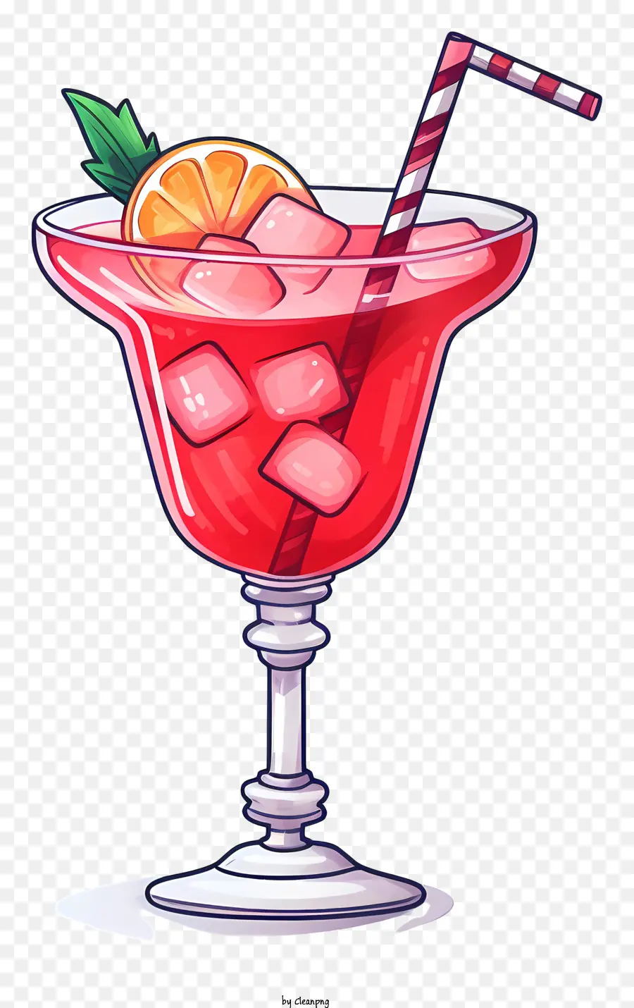 red punch tall glass straw orange slice red fruit juice