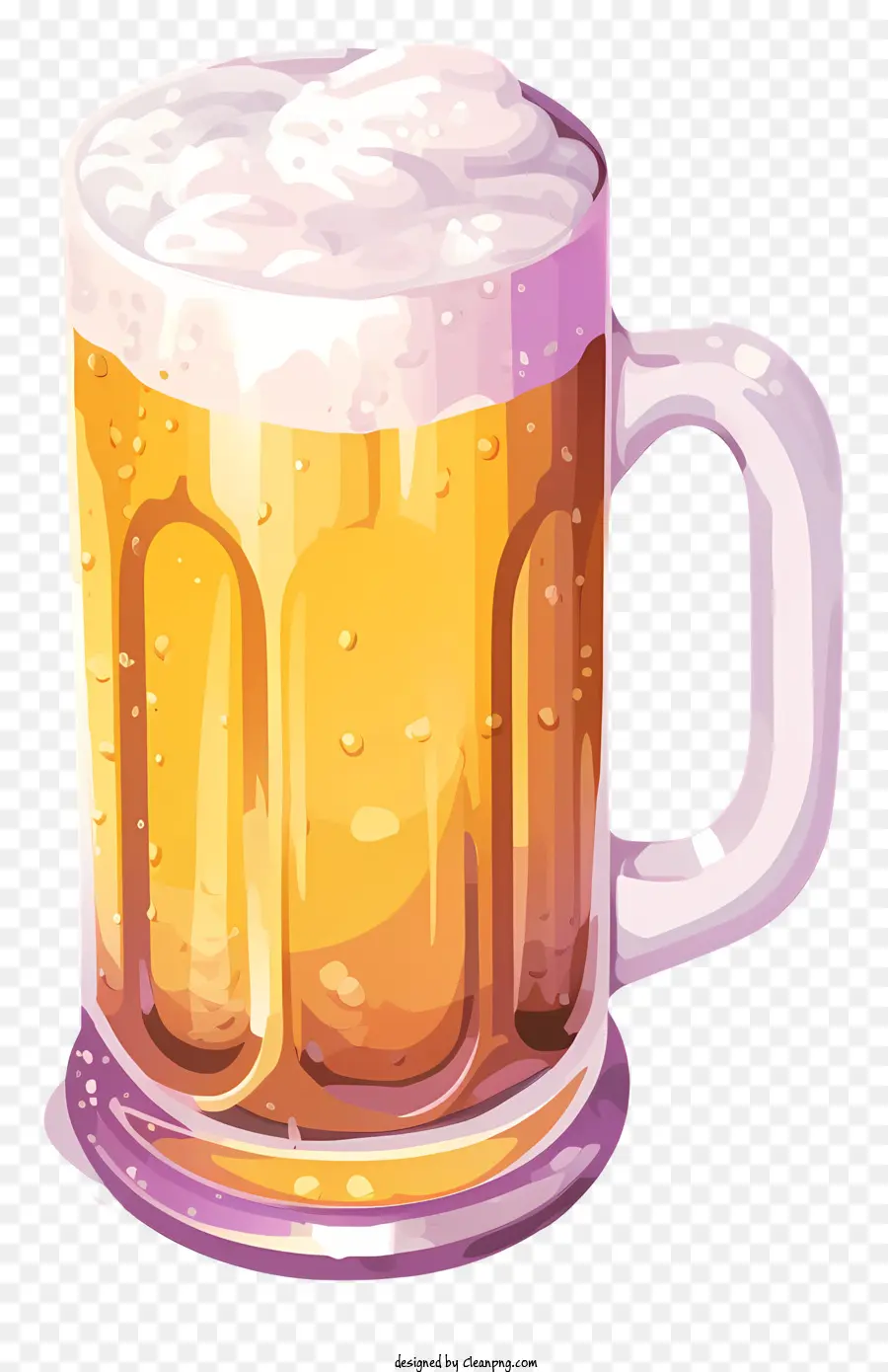 glass of beer frothy head golden color clear appearance glass mug
