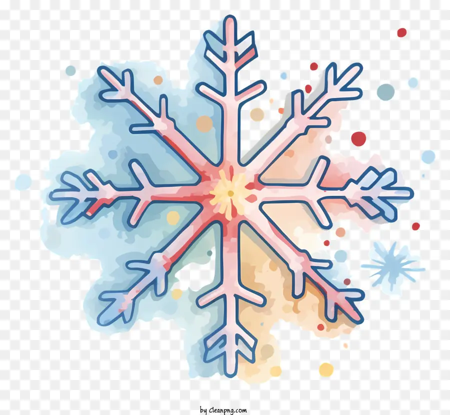 Aquarell Schneeflocke Bunte Schneeflocken Schneeflocke Kunst Aquarellmalerei Winterkunst - Buntes Aquarell einer detaillierten Schneeflocke