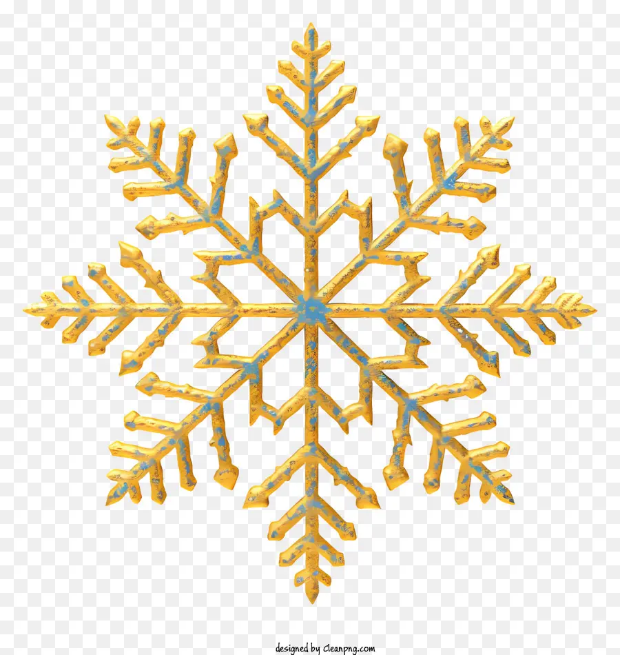 Goldene Schneeflockenkristalldiamanten schwarzer Hintergrund Symmetrisches Muster sternförmiger Schneeflocken - Golden Diamond Snowflake auf schwarzen Hintergrund funkelt