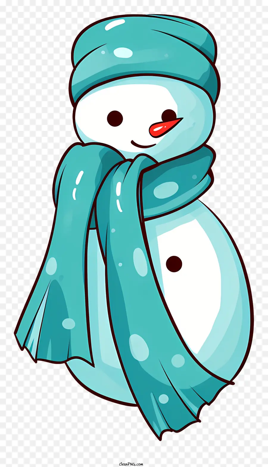 Người tuyết - Người tuyết cười với chiếc khăn và mũ màu xanh