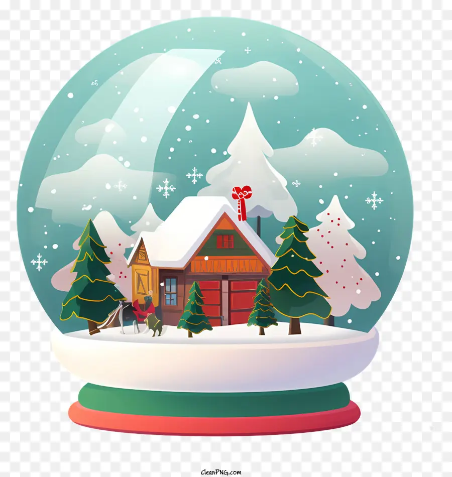 Pupazzo di neve - Globe di neve con casa, alberi e neve
