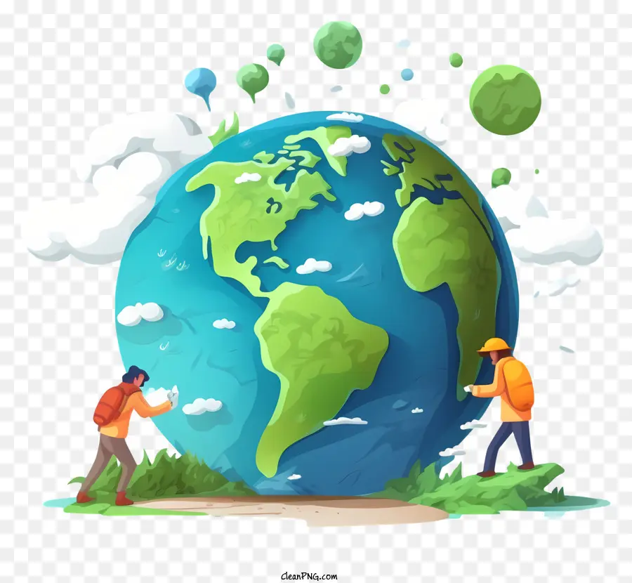 Umwelt Nachhaltigkeit Natur Global Awareness Adventure - Zwei Menschen mit Luftballons und Blasen genießen die Natur