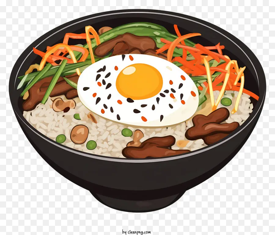 rindfleischschüssel Rezept Reisschüssel Ei auf Reis mariniertes Rindfleisch Gemüsepfanne - Rindfleisch, Gemüse und Ei auf Reisplatte