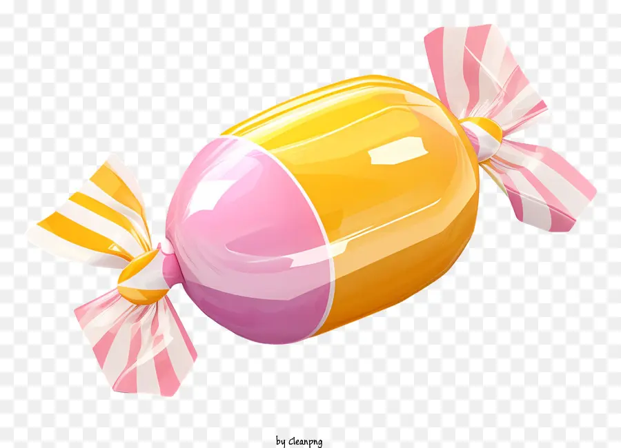 Zuckerstange - Ikonischer Süßigkeitsrohr mit rosa/gelben Streifen und Band. 
Perfekt für Weihnachtsdekorationen und Karten