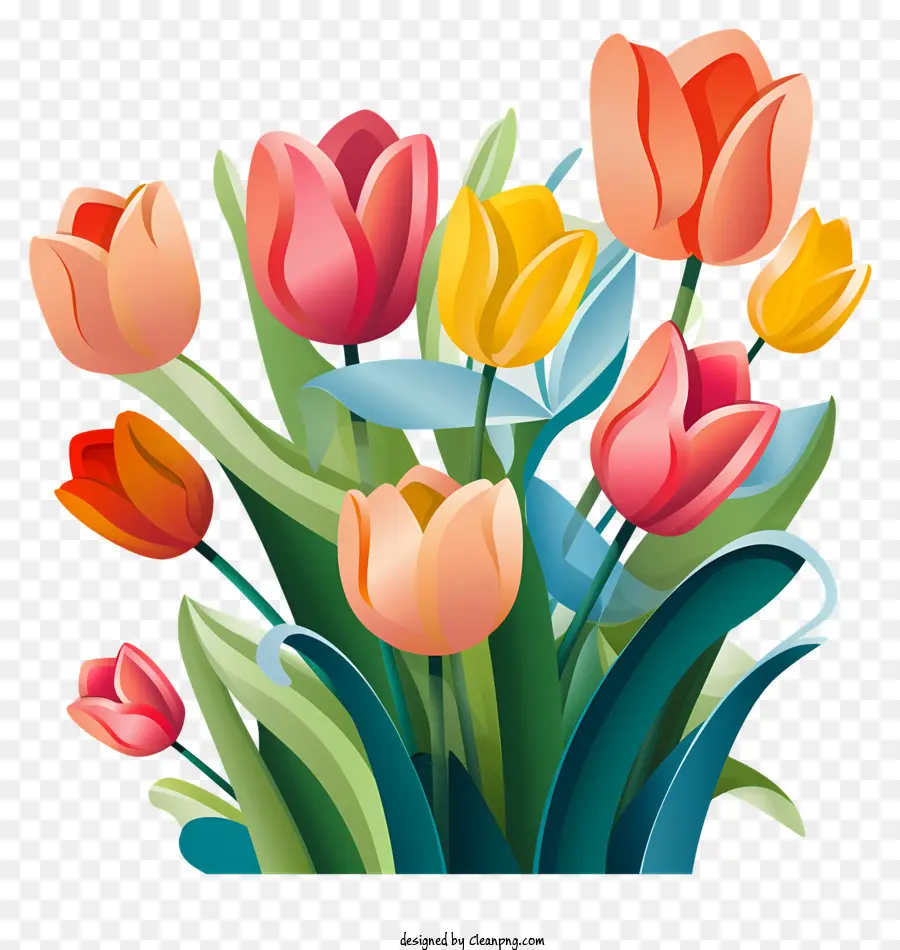 arancione - Bouquet di tulipano colorato in vaso, vibrante e bello