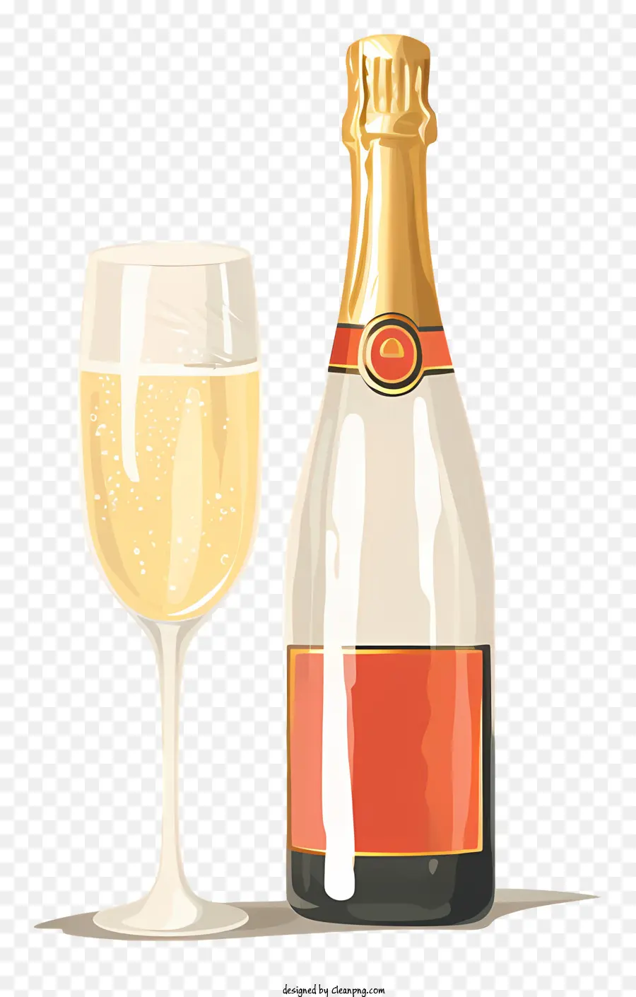 Champagner - Glas und Flasche funkelnder Wein auf schwarzem Hintergrund