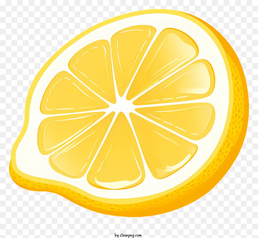 una fetta di limone - Fetta di limone con interni gialli su sfondo nero