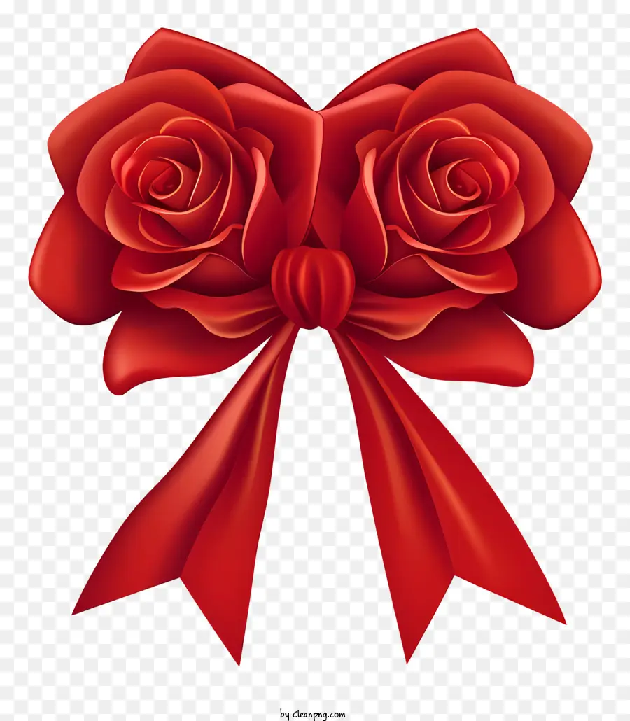 Rotes Band - Rotes Band mit zwei miteinander verbundenen roten Rosen