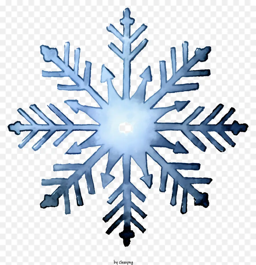 Schneeflocke - Schneeflocke mit leuchtender Mitte dreht sich in Symmetrie