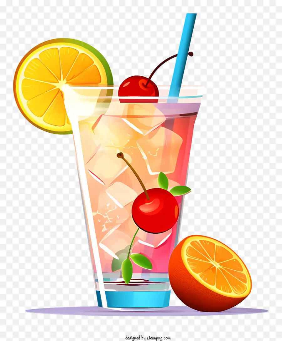 cocktail estivo - Bevi con fetta arancione, colore rosso, possibilmente ciliegie
