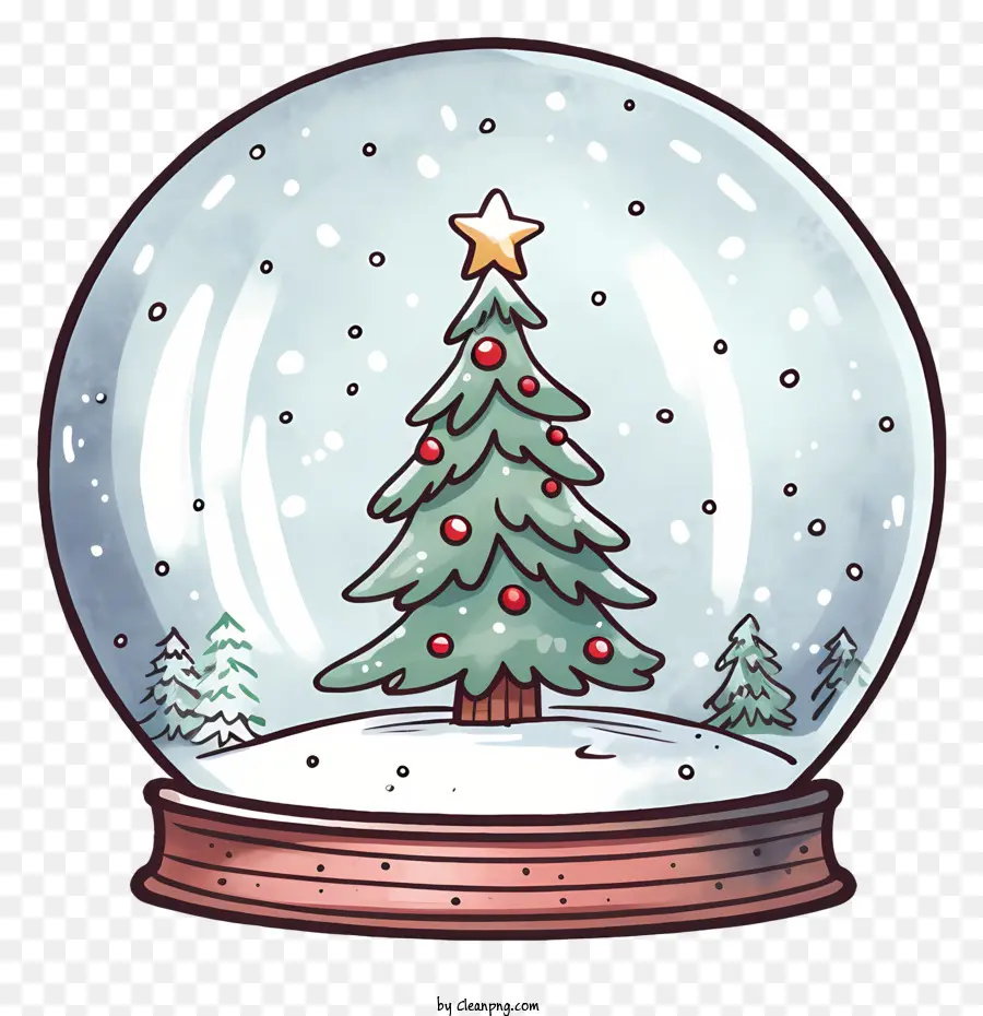 Weihnachtsschneekugel - Weihnachtsschnee mit dekorierter Baum und Geschenke