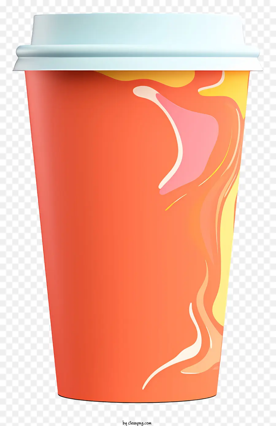 orange Getränke Tasse wirbelnde Muster rosa lila blau - Bunte Getränkebecher mit klarem Deckel und Flüssigkeit