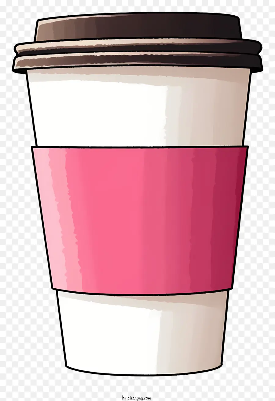 tazza di tazza di carta rosa con manica a manicotto rosa. - Tazza rosa con manica di carta su sfondo nero