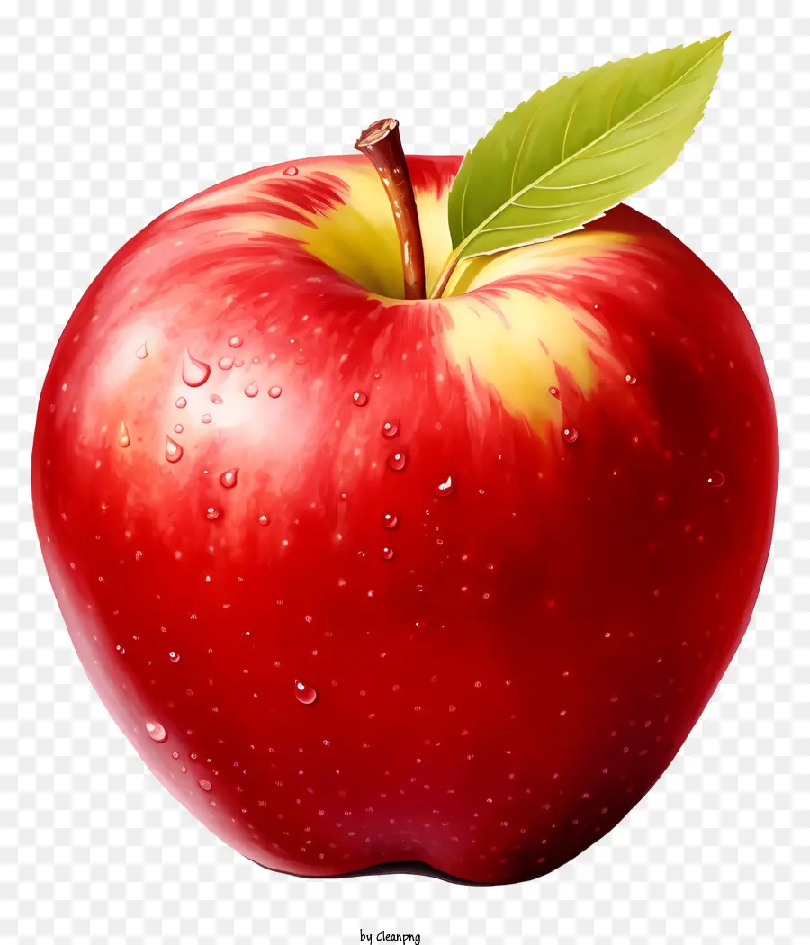 grünes Blatt - Roter Apfel mit grünem Blatt; 
festes, saftiges Fleisch