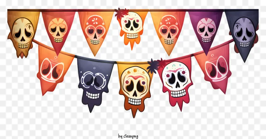 Trang trí Halloween - Năm hộp sọ đầy màu sắc, đáng sợ trên màn hình chuỗi
