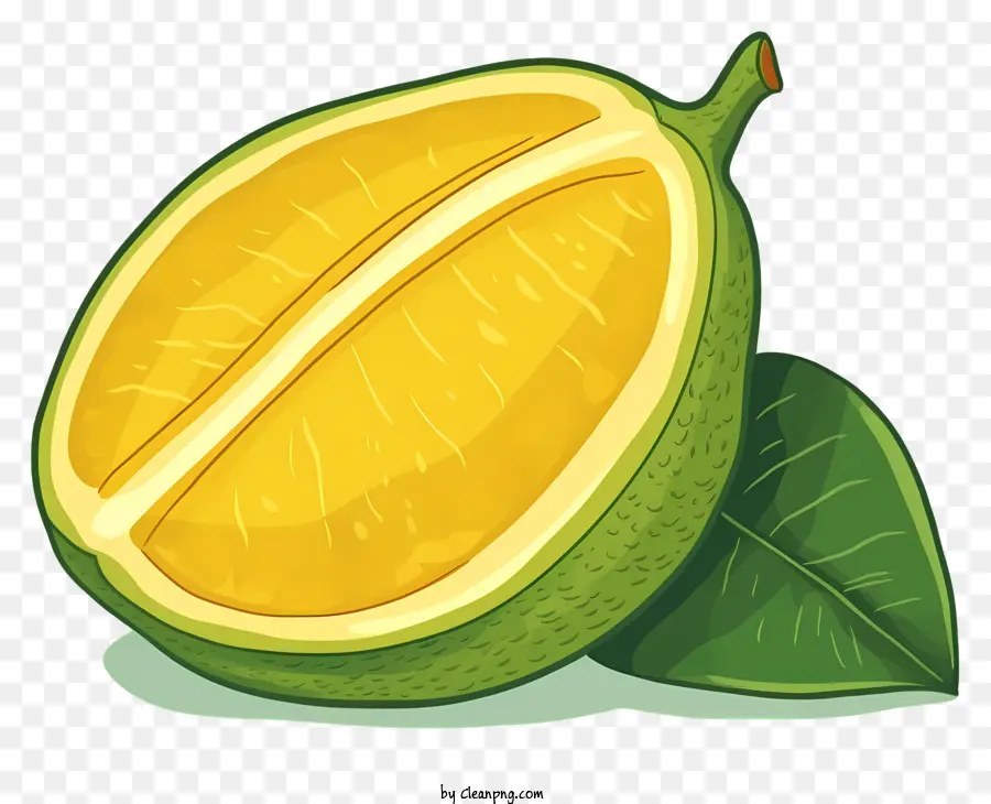 cartoon Zitrone - Cartoon -Zitrone mit grünen Blättern und gelben Früchten