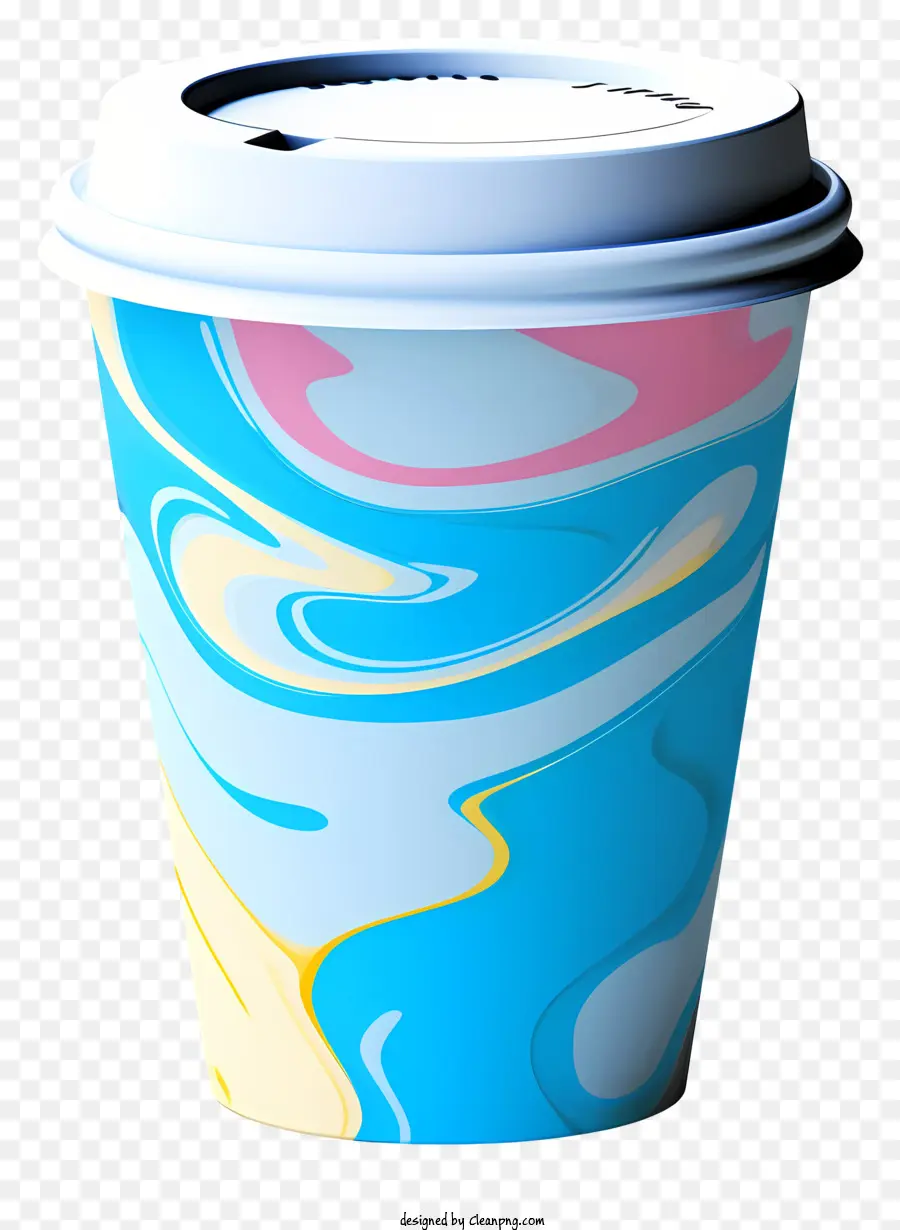 white plastic cup swirls and lines plastic lid white button shimmering appearance