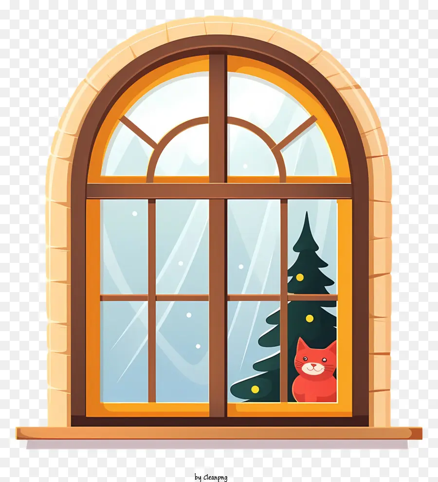 snowy landscape window with snowy landscape arch-shaped window winter scene snowy trees