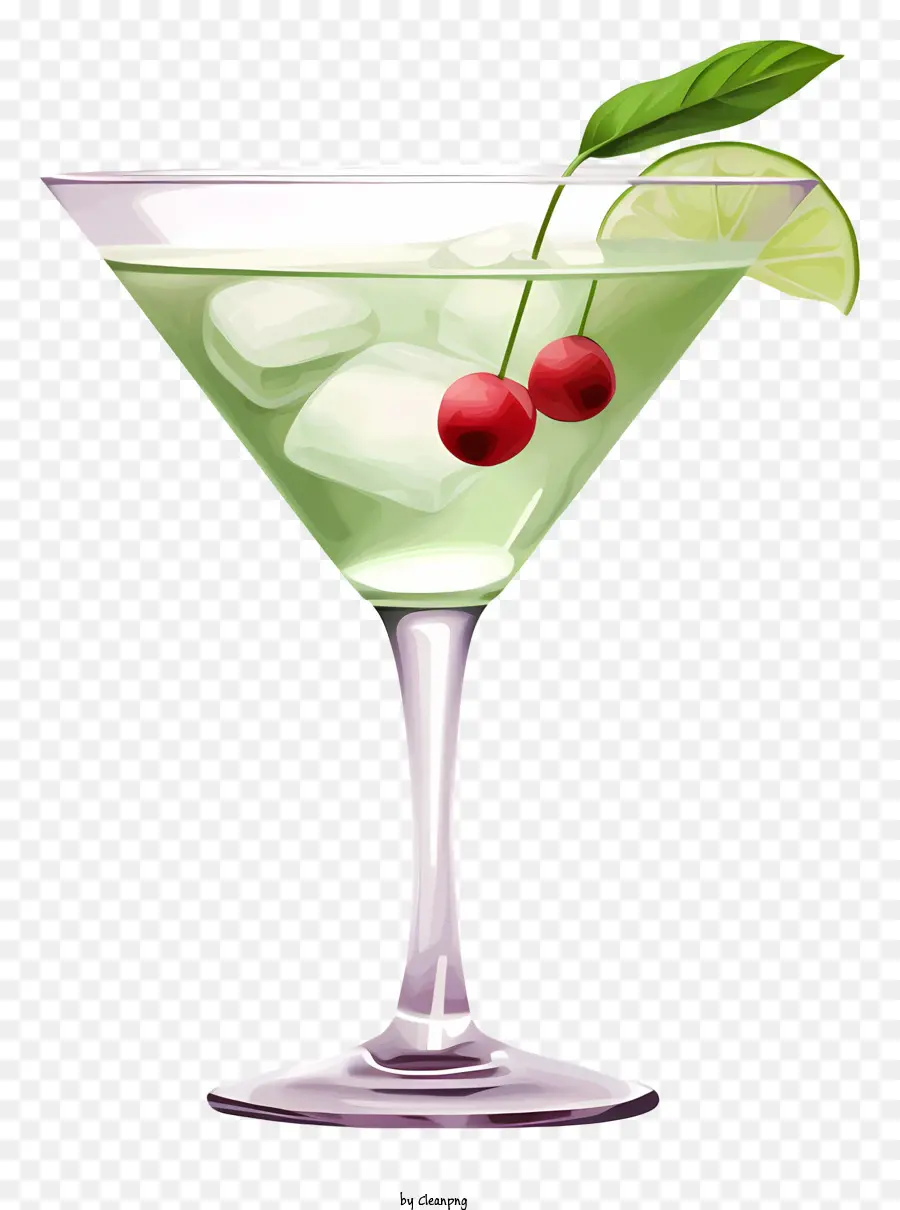 Martini Green Martini Martini Glass Cherry Lime - Cận cảnh martini xanh với anh đào, vôi, bạc hà