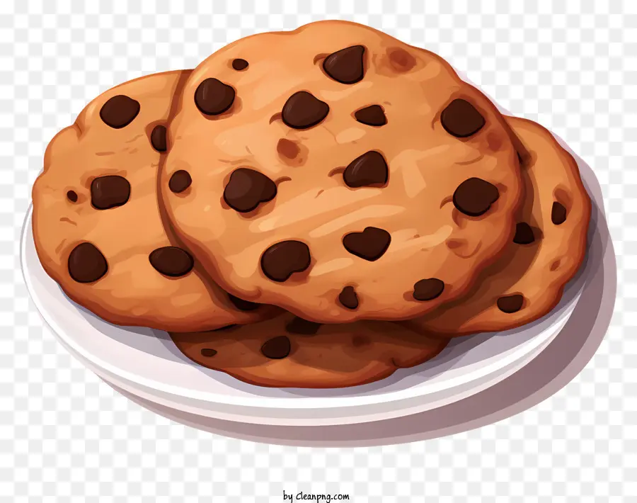 sfondo bianco - Close-up, biscotti con gocce di cioccolato dorato sul piatto