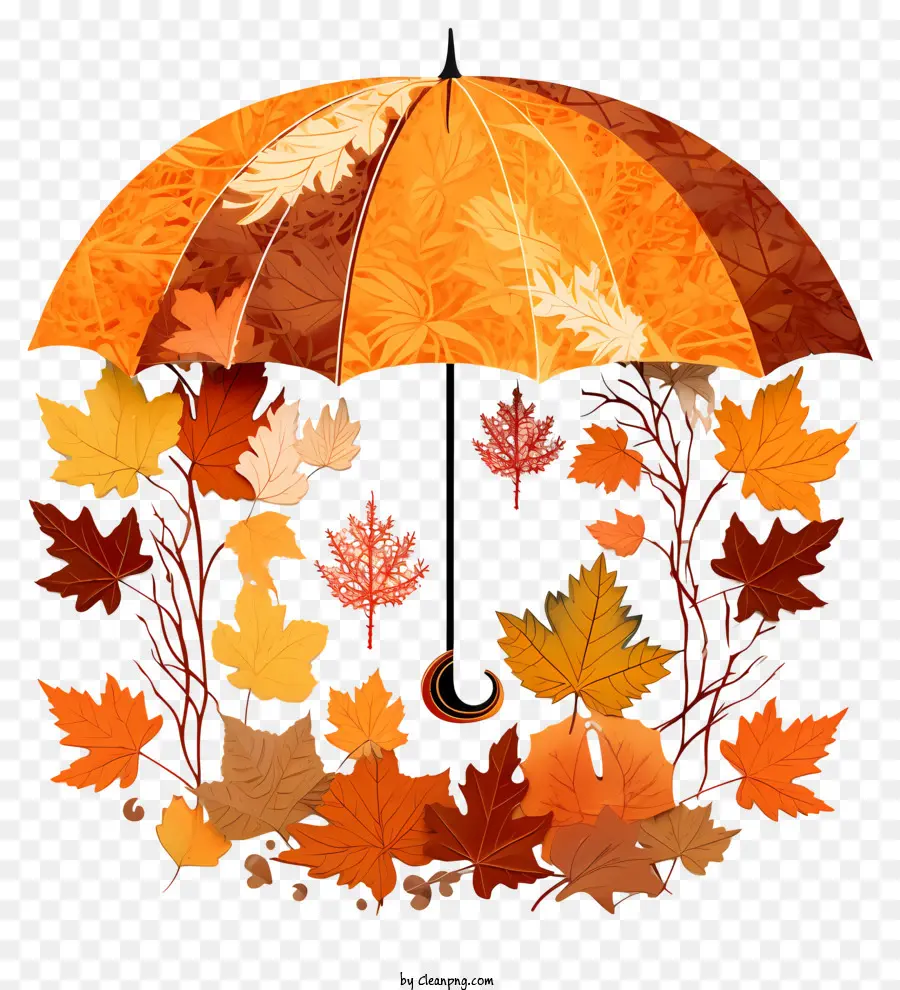Herbst Blätter - Bunte Herbstblattcollage mit Regenschirm Herzstück