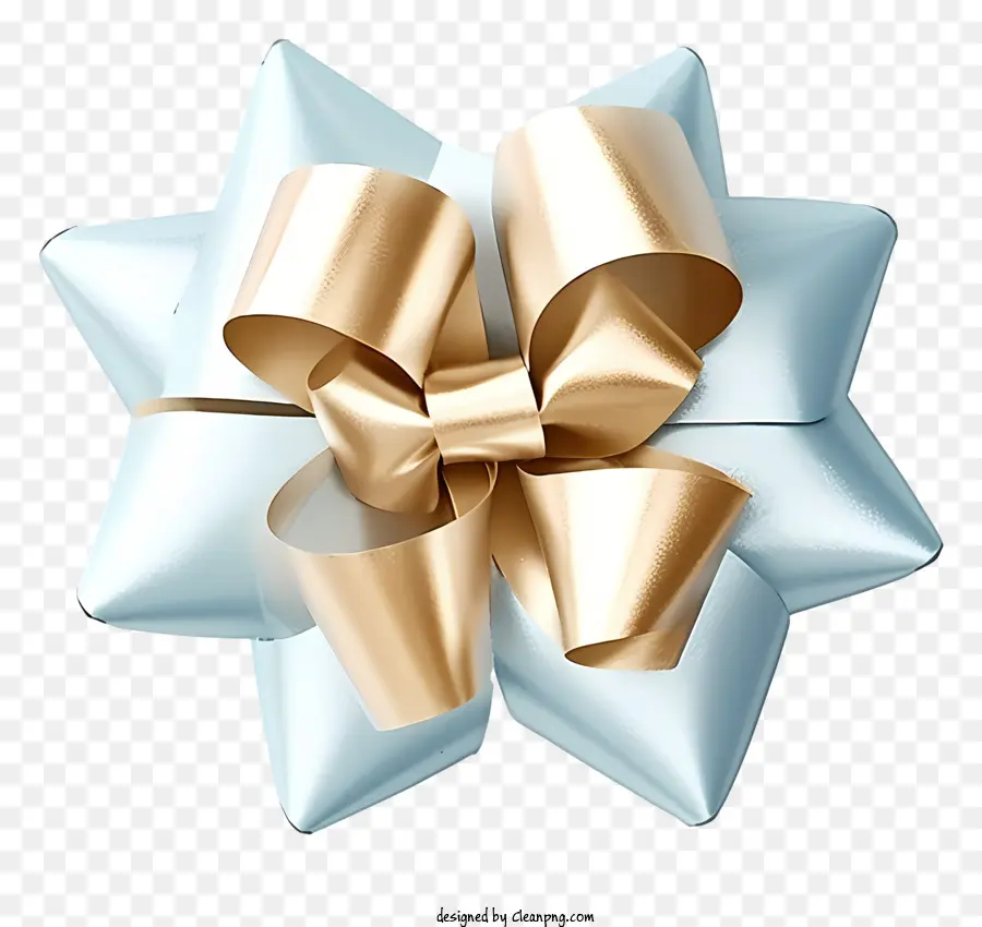 geschenkband - Geschenk mit goldenen und blauen Bögen fotografiert