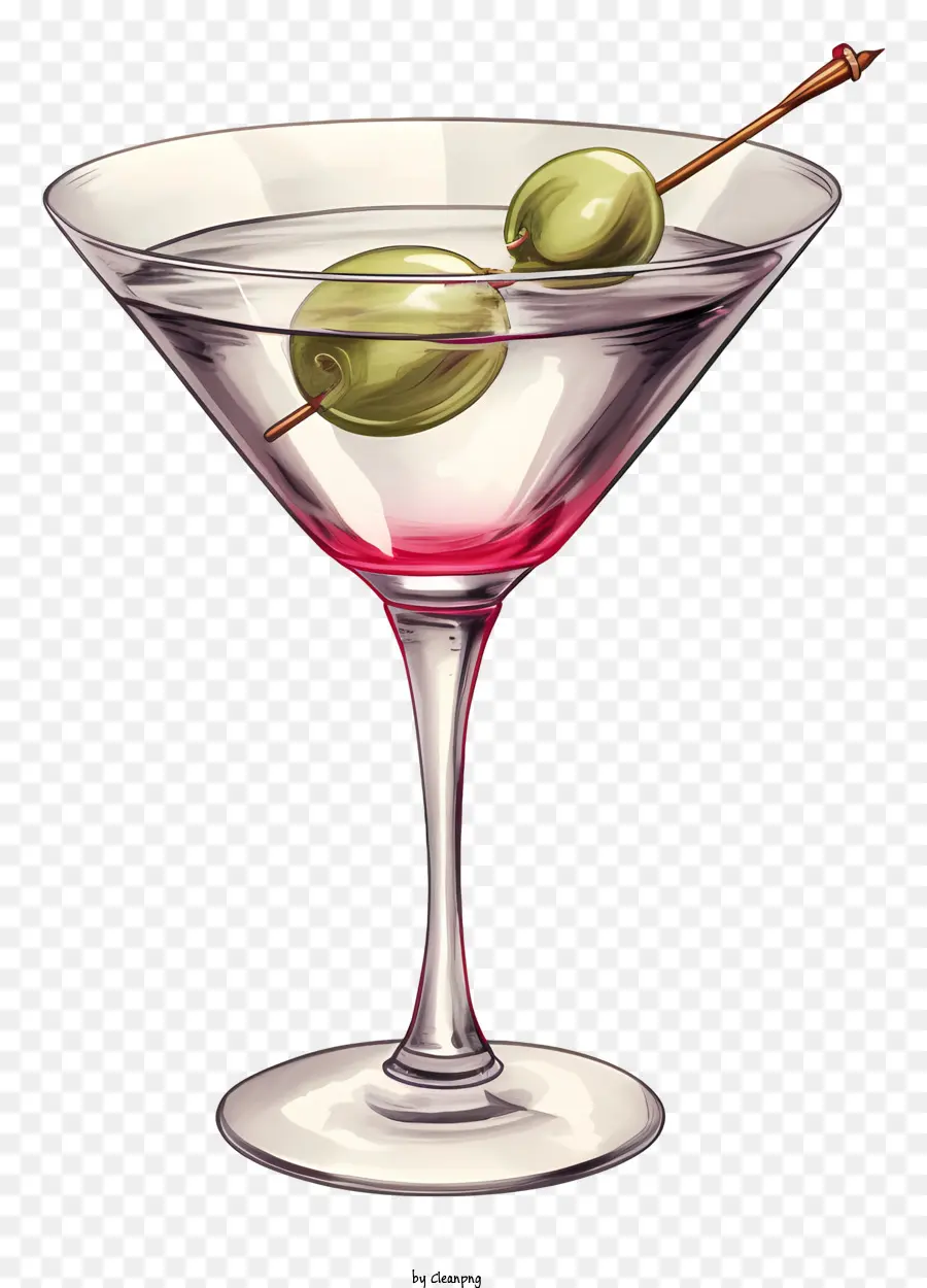 Martini Cocktail Vodka Green Olives Glas - Cocktailglas mit Wodka, Oliven und goldenem Rand