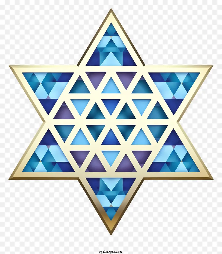 Golden Star - Goldener Stern mit blau -weißen geometrischen Formen