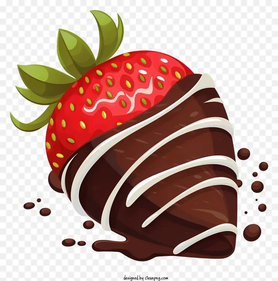 Schokoladenbedeckte Erdbeer weiße Glasur Erdbeerdessert Schokoladen -Chips Süße Leckerbissen - Erdbeere mit Schokoladenbedeckung mit weißem Zuckerguss, Schokoladenchips
