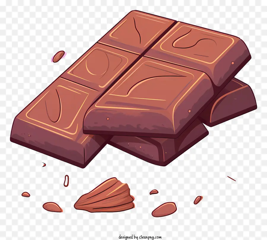 Schokoladenbalken glänzende Schokoladen -Schokoladen -Schokoladen -Schokoladen -Chips in Schokoladenstangen rissen Risse in Schokoladenstangen - Vektorbild von glänzenden braunen Schokoladenstangen
